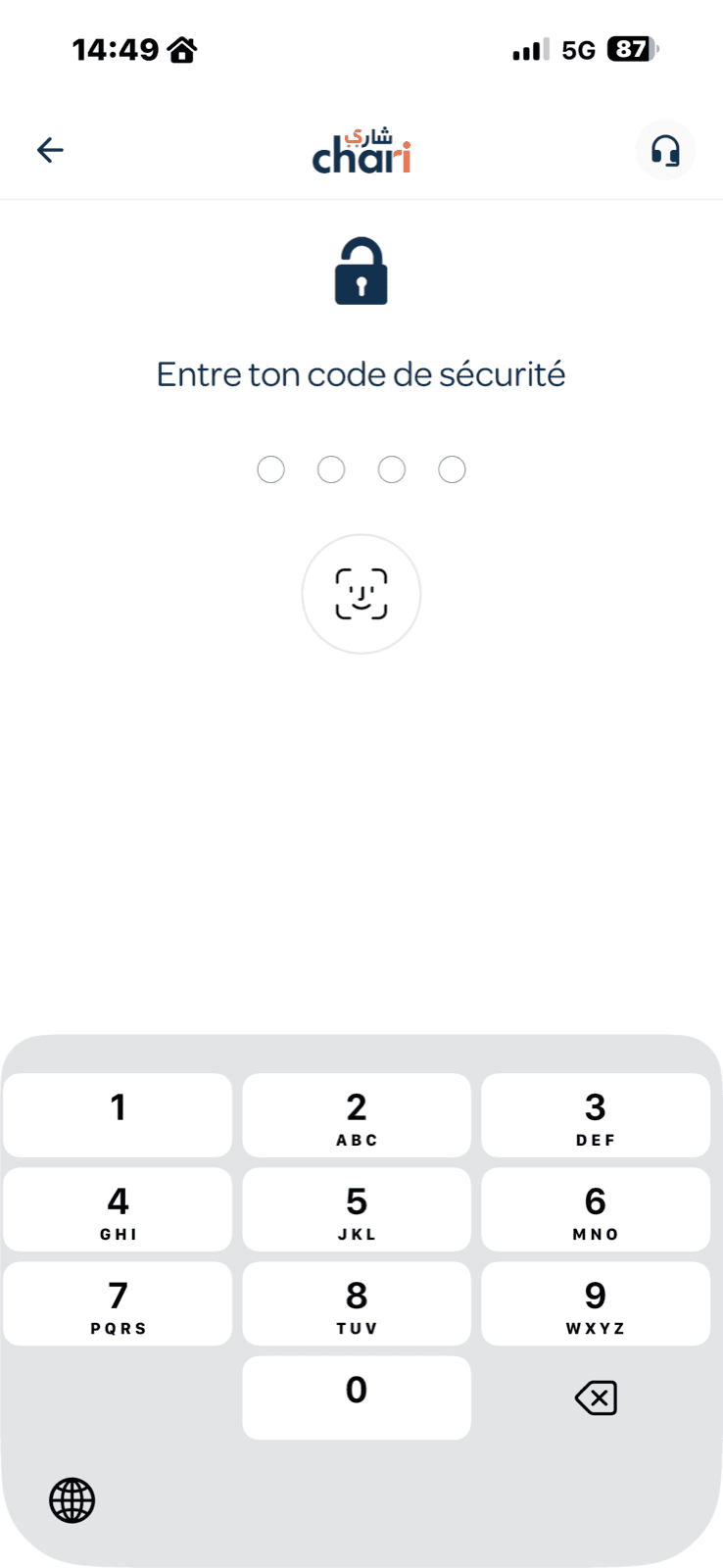 Sécurité de l'app chari.ma : code PIN et authentification Face ID